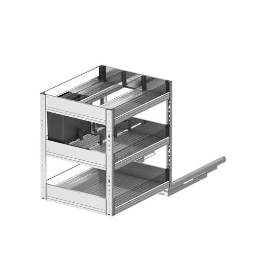 拉篮厨房橱柜铝钢化玻璃调味双层抽屉式厨柜调料滑轨收纳碗篮