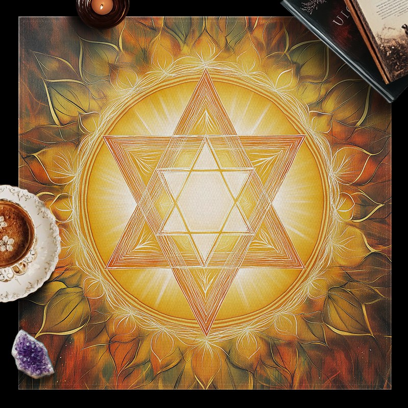 塔罗牌桌布加厚绒布幸运之星塔罗桌布tarot 仪式布罗牌桌布背景布