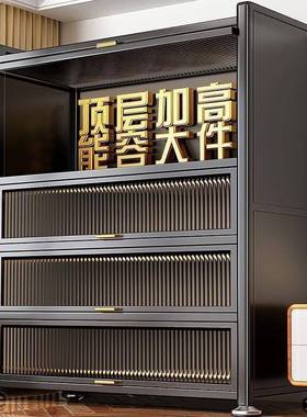 新款家用厨房厨柜储物柜落地多层可移动碗柜带轮厨房橱柜置物架子