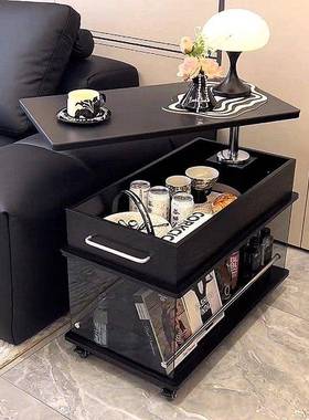 轻奢实木可升降茶几客厅家用小户型阳台茶台桌现代简约移动边柜