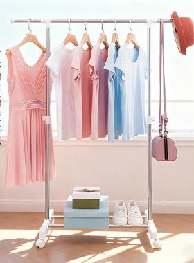 落地晾衣架不锈钢阳台凉衣架晒衣架家用卧室挂衣服架子伸缩式