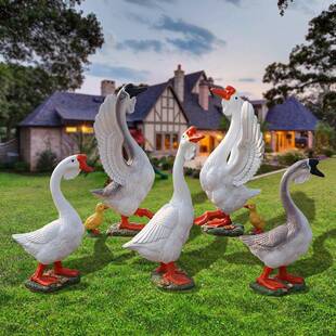 户外仿真鹅摆件玻璃钢创意鸭子雕塑幼儿园水池庭院大白鹅装饰小品