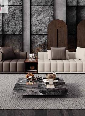 意式轻奢钢琴键真皮沙发Freeman极简客厅别墅大平层转角贵妃沙发