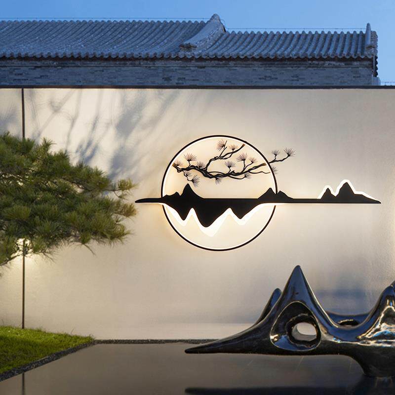 新中式庭院壁灯别墅户外防水围墙壁影壁墙灯花园凉亭围墙装饰壁灯