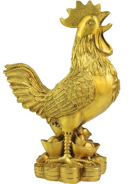 东南角化解房屋缺西角脚踩金元宝铜钱小纯全铜公鸡金属鸡摆件黄铜