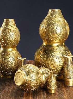 黄铜葫芦摆件黄铜开盖葫芦八卦开口大小号礼品工艺品厂家