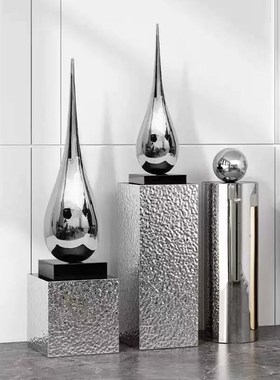 不锈钢水滴雕塑客厅玄关电视柜悬挂装饰品摆件家居饰品天花板吊饰