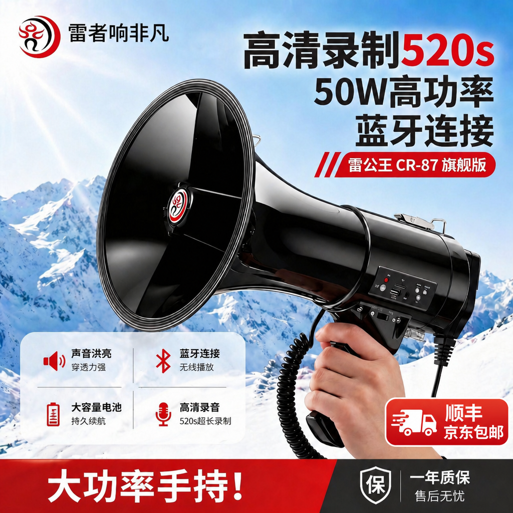 雷公王cr87扩音喇叭大功率扩音器手持扩音器户外喇叭扩音器大喇叭