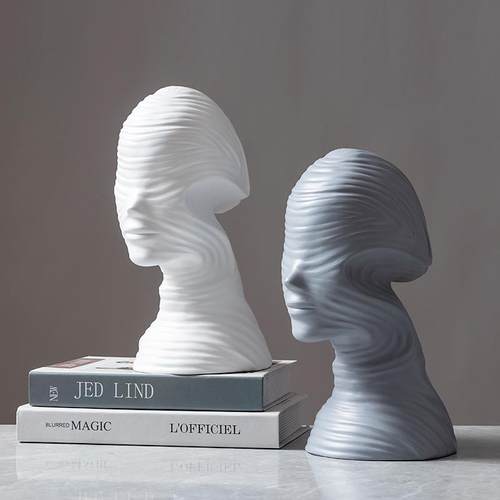 现代简约抽象人物头像雕塑摆件创意轻奢玄关艺术家居办公桌面饰品