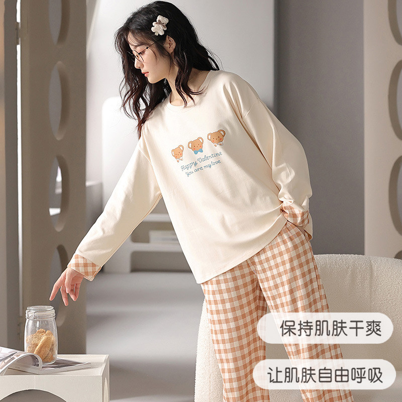 睡衣女款2026新款春秋季长袖家居服套头卡通可外穿少女居家服套装