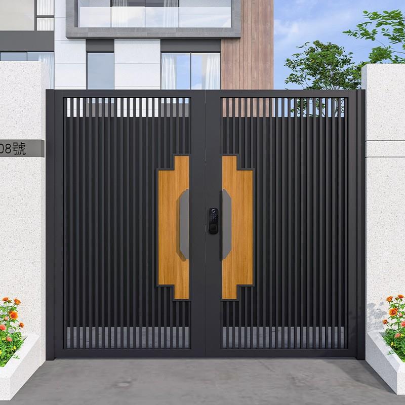 不锈钢庭院门铝合金入户花园双开门农村栅栏围墙中式铁艺别墅大门