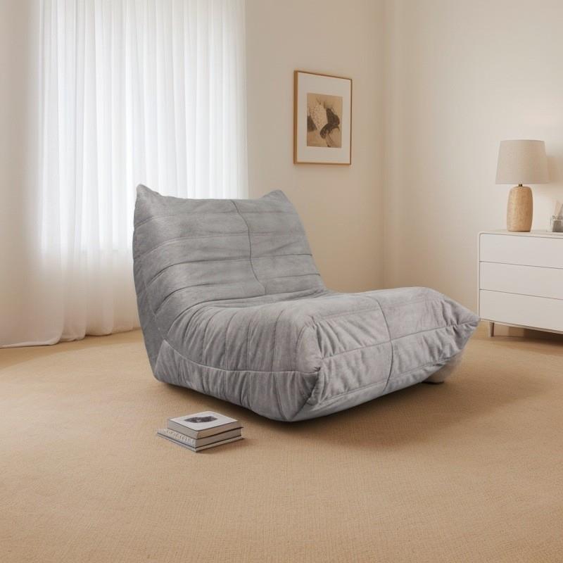 毛毛虫沙发休闲小户型卧室客厅可躺睡懒人沙发奶油风单人躺椅