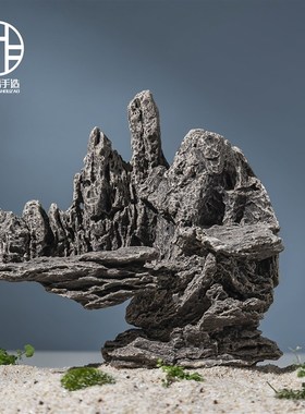 陶瓷仿青龙石色鱼缸造景假山装饰吸水石躲避洞爬台造景流水摆件