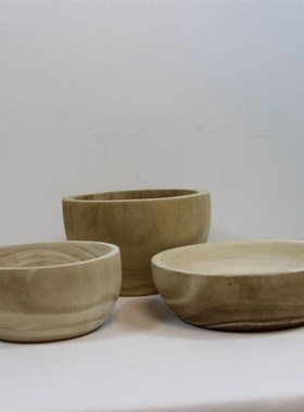 原木复古侘寂风木质碗形果盘收纳托盘摆件样板间酒店民宿软装饰品