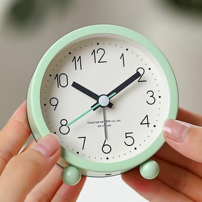 .简便学生用小闹钟简约卧室书桌宿舍床头静音懒虫起床叫醒神器闹