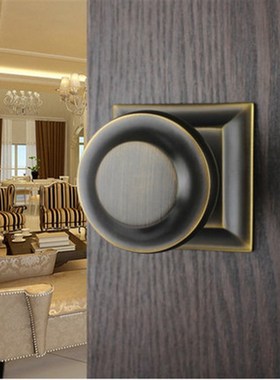 美式铜锁美式黑色球形锁室内房门锁方形浴室锁卫生间门锁LP1212-2