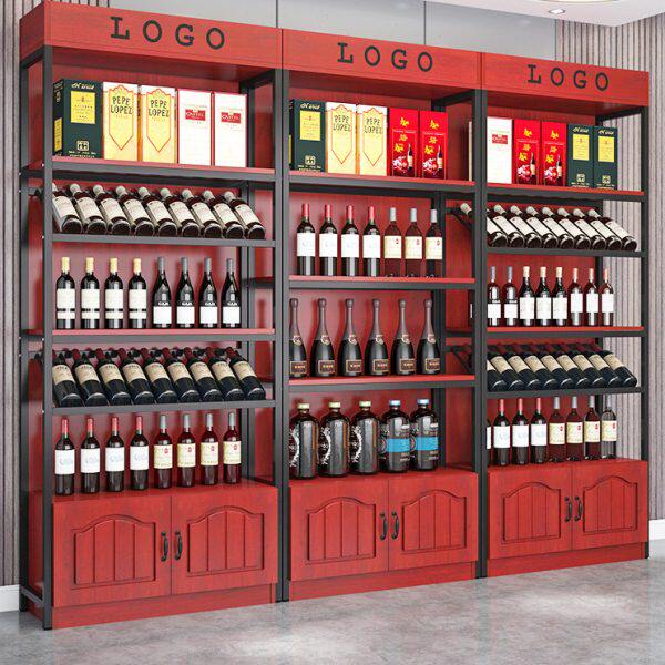 红酒柜展示架酒吧超市酒庄商用铁艺落地酒架置物架葡萄酒陈列柜子