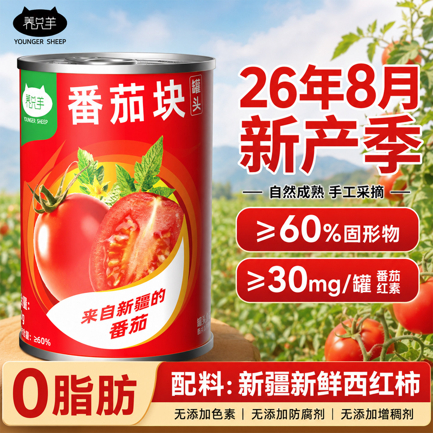 【26年新货】新疆特产番茄块新鲜切去皮番茄丁西红柿块罐头整箱装