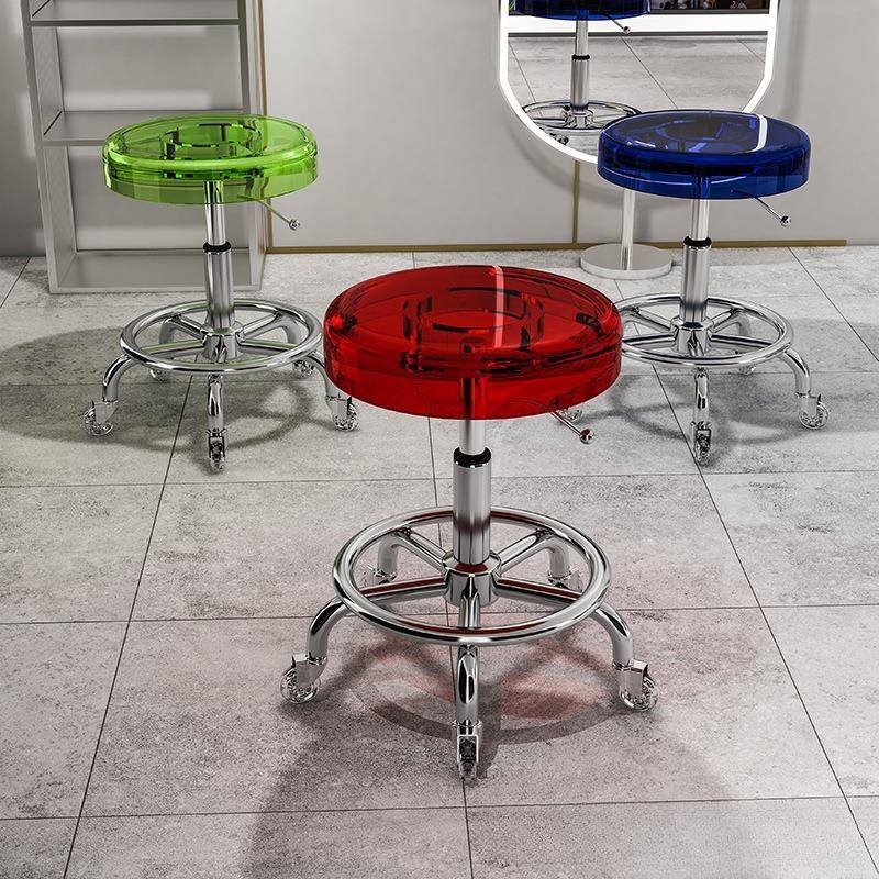 不锈钢大工凳升降凳时尚旋转理发店师傅椅化妆美甲美发亚克力