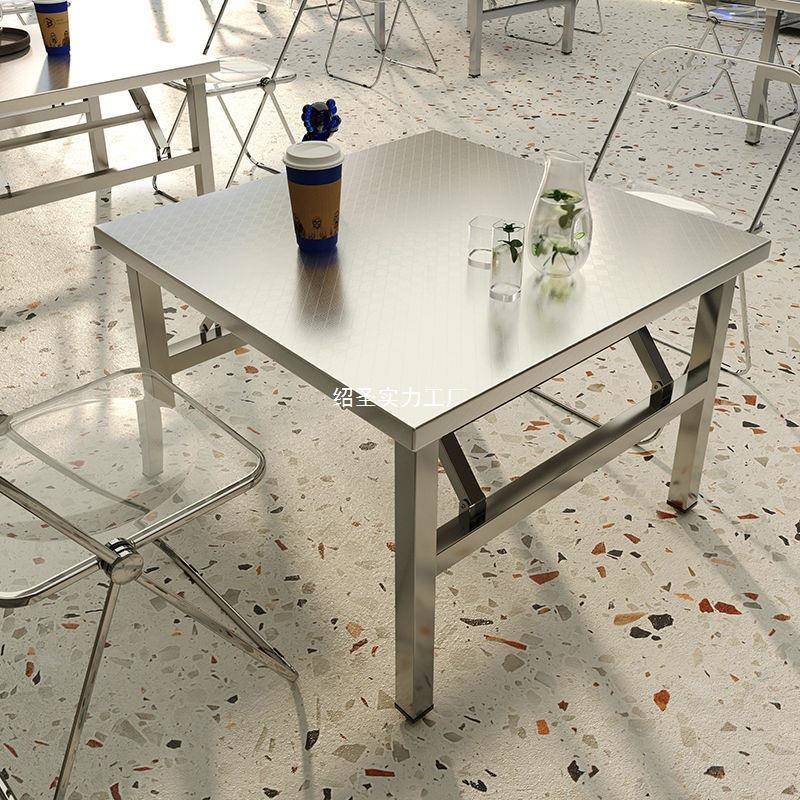 便携式烧烤桌子户外摆摊商用夜市出摊小方桌简易餐桌不锈钢折叠桌