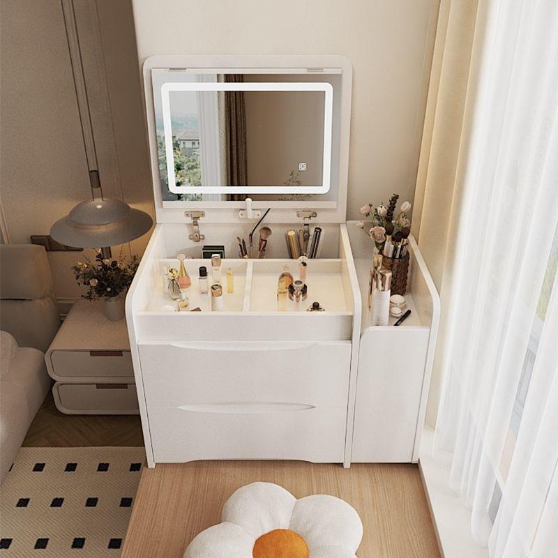 飘窗梳妆台现代简约卧室小户型可翻盖折叠镜子多功能白色化妆台
