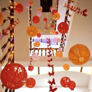 结婚楼梯扶手装饰喜字灯笼彩灯挂饰农村婚房布置婚庆用品大全