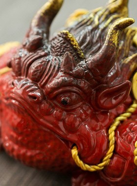 大号招财金蟾摆件陶瓷茶宠家居客厅办公室博古架饰品开业礼品