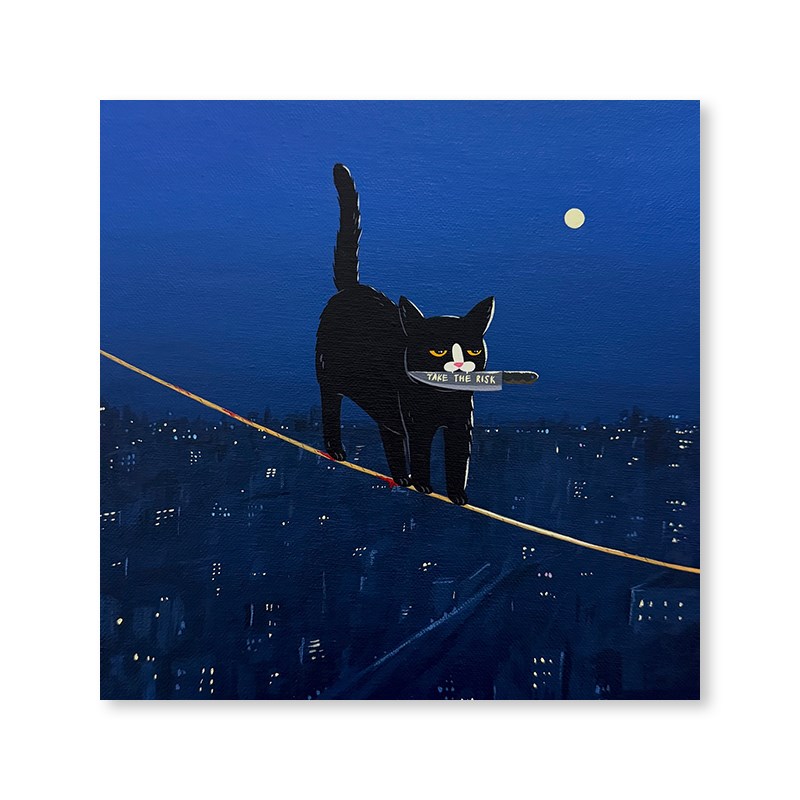 多巴胺时尚有趣可爱的猫装饰画奶油风格入口餐厅客厅卧室挂画图片