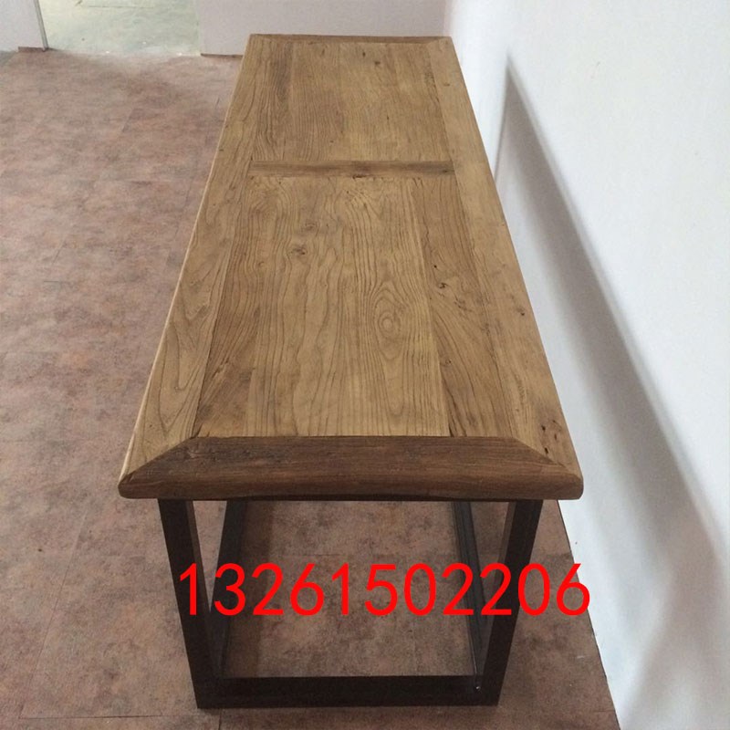 老榆木旧门板咖啡茶餐厅桌椅实木办公桌复古铁艺书桌餐桌椅可订制