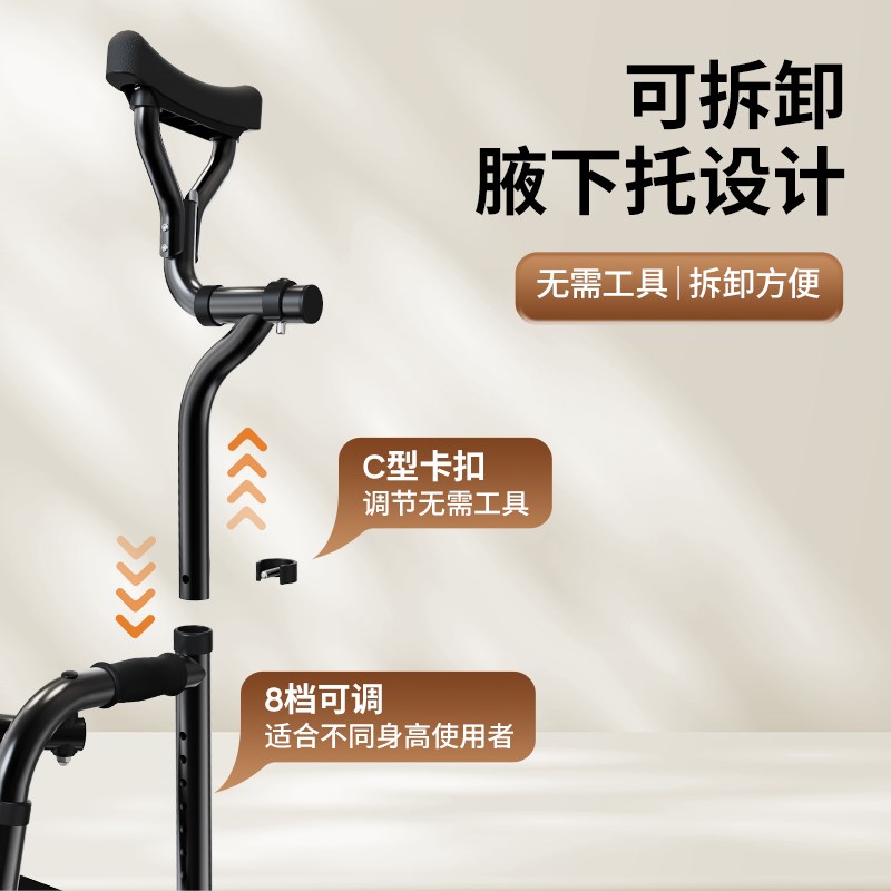 老年人辅助行走器腿脚不便助步器骨折康复学步助行车行走可坐手推