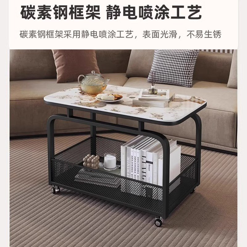茶几客厅家用可移动边几双层小推车岩板小茶几2025新款高端茶台桌
