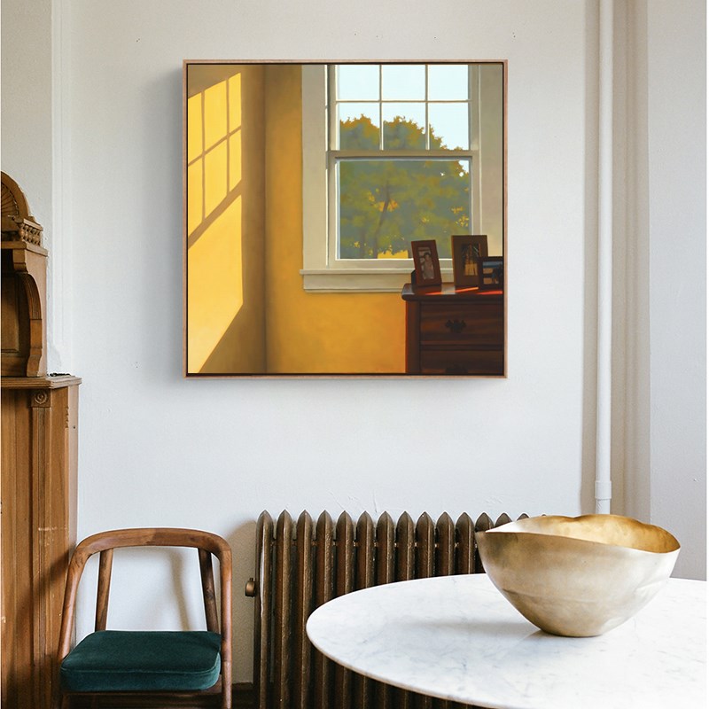 北欧卧室装饰画窗户风景房间墙面正方形挂画餐厅玄关民宿壁画客厅图片