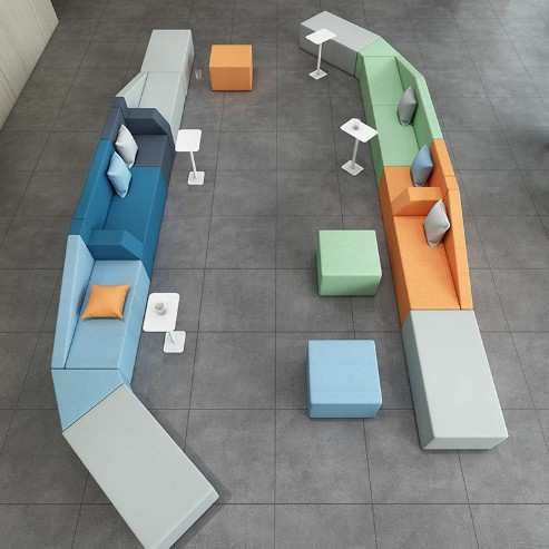 培训机构大厅休息区异形商务简约休闲接待会客办公室沙发茶几组合