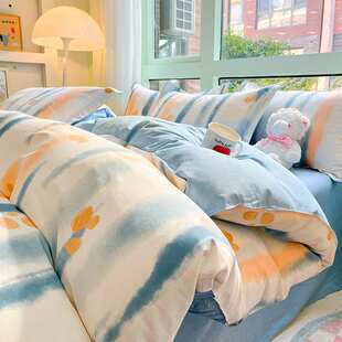 2025四件套全棉纯棉小清新秋冬季被套被罩床单南通叠石桥床上用品