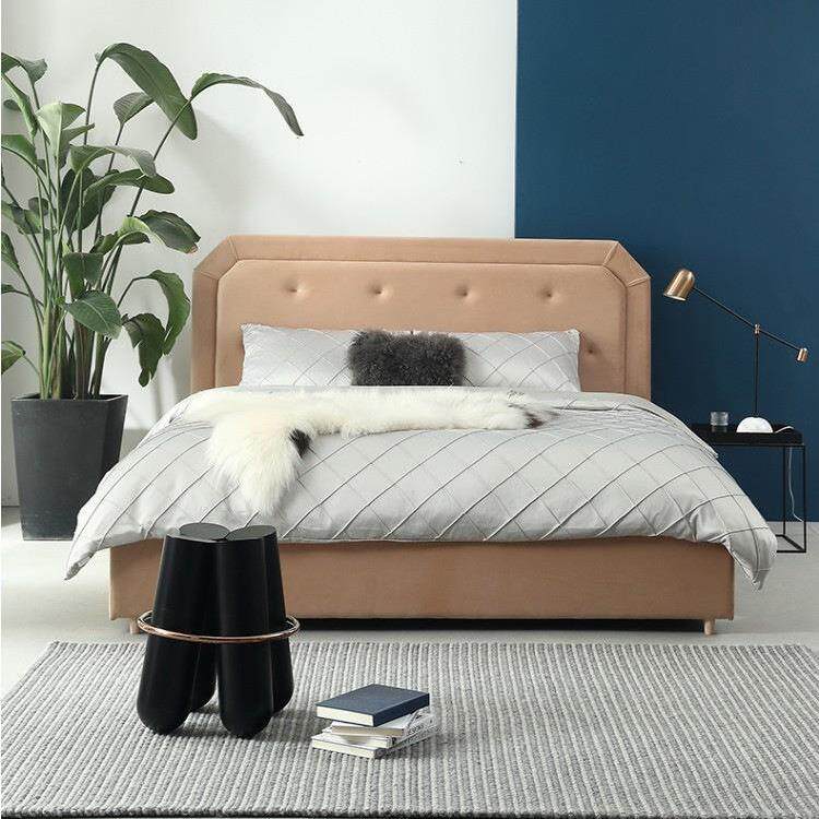 北欧简约现代ins风1.8m双人床 1.5样板间主卧 设计师布艺休闲婚床