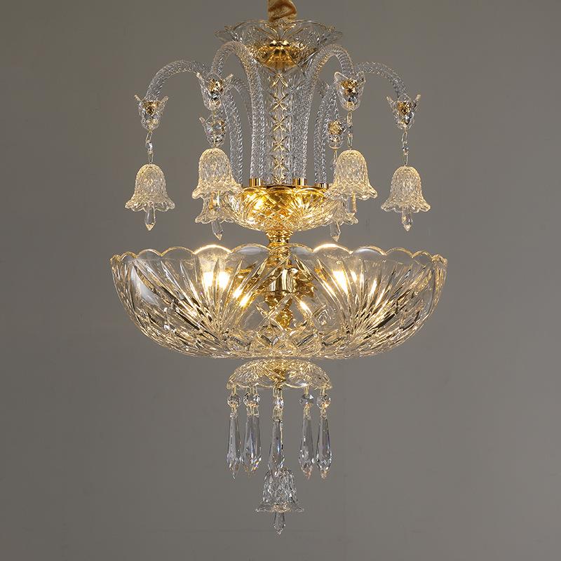 现代简约卧室阳台水晶吊灯欧式客厅餐厅灯入户走廊玄关金色小吊灯