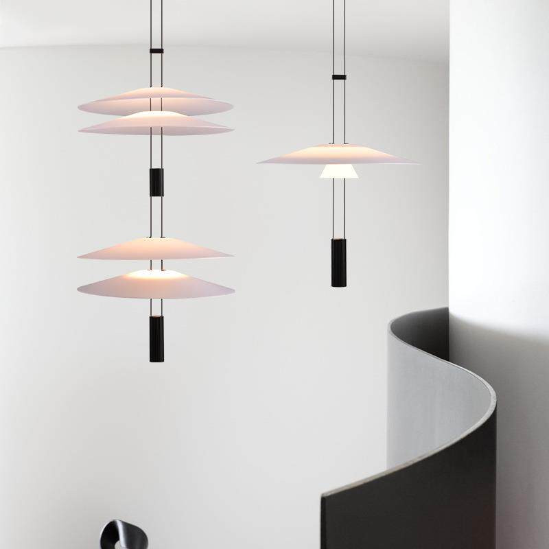 北欧设计师创意极简飞碟展厅咖啡厅样板房装饰侘寂风床头餐厅吊灯