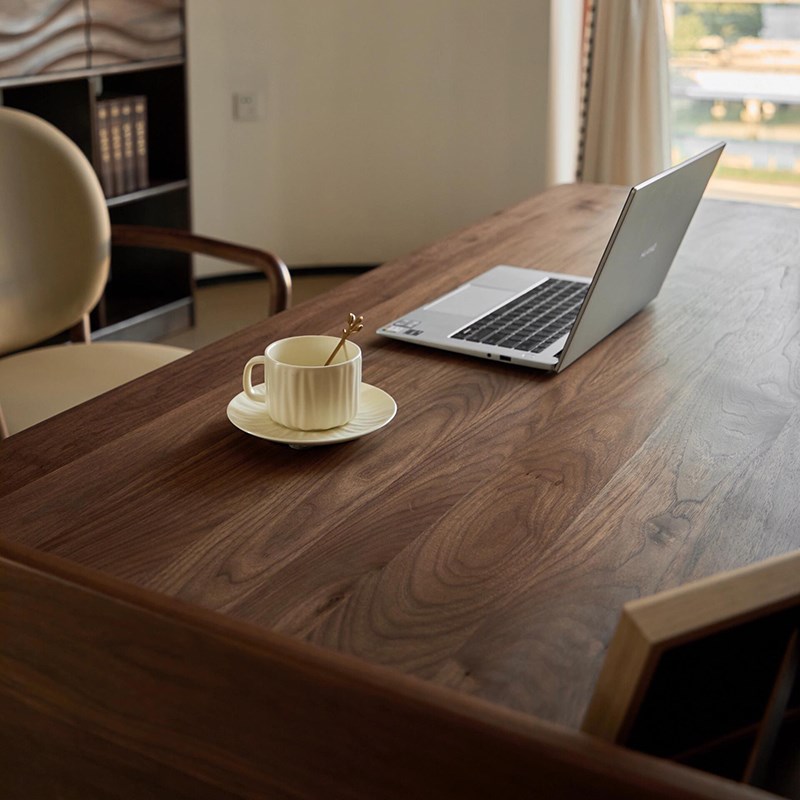 新中式实木书桌家用书房办公室办公桌酒店民宿桌子白蜡木黑胡桃木