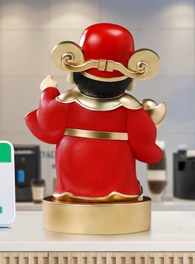 指定发财财神爷摆件新中式客厅玄关店铺前台招财装饰乔迁开业礼物