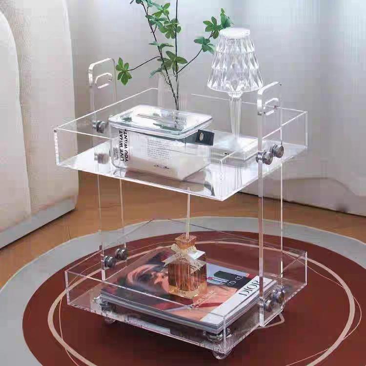 【折扣价】炫彩亚克力边几可移动置物架家居沙发茶几简约带轮亚克