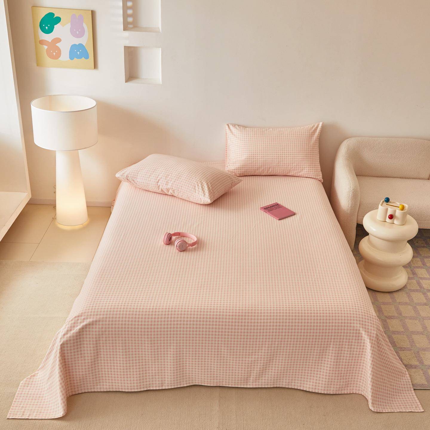 【折扣价】A类秋冬季加厚纯棉100全棉磨毛床单条纹格子学生宿舍单