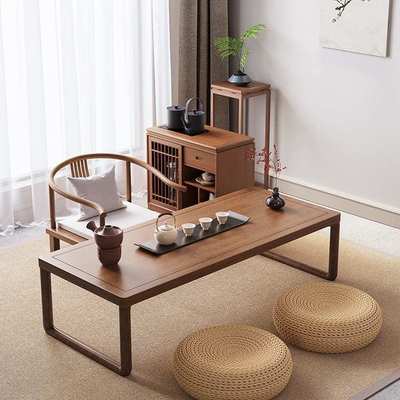 简约茶桌椅组合新中式实木榻榻米小户型阳台禅意飘窗矮桌多功能