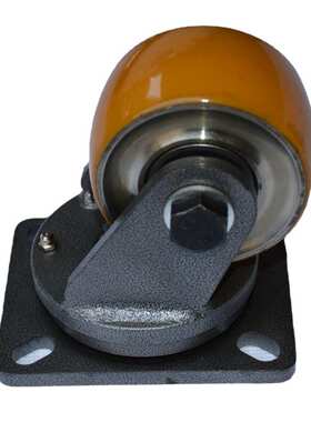 知马力ZMaLi 4寸重型钢芯PU工业万向脚轮 360度转动 橙色