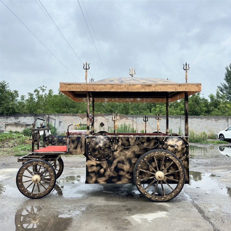 新款仿古铁艺定制蒙古马车复古马车观光接待四轮中式马车来图定制