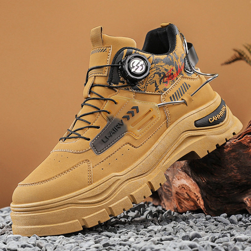 2025年旋转纽扣户外男士工装靴百搭英伦风厚底板鞋马丁靴男款,流行男鞋,马丁靴,淘宝优惠券,粉丝福利购,淘宝优惠卷