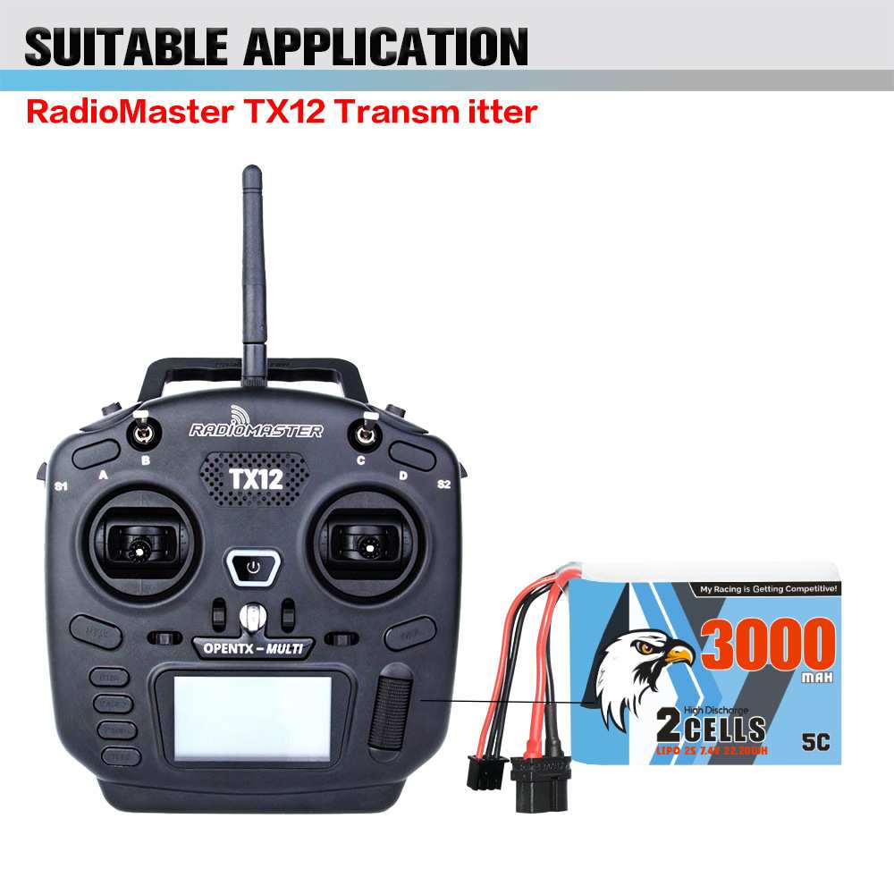 CODDAR鹰氪3000MAH 2S 7.4V RadioMaster TX12遥控器专用锂电池