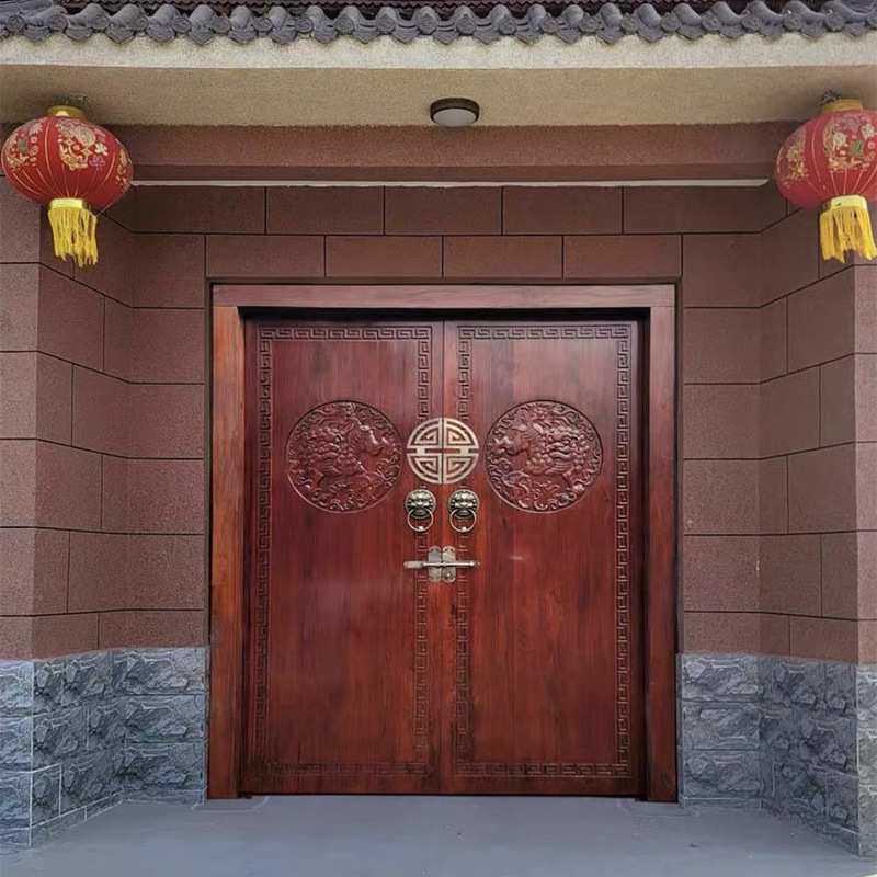 老榆木大门室内进户门老式双开门庭院别墅门家用四合院入户木门