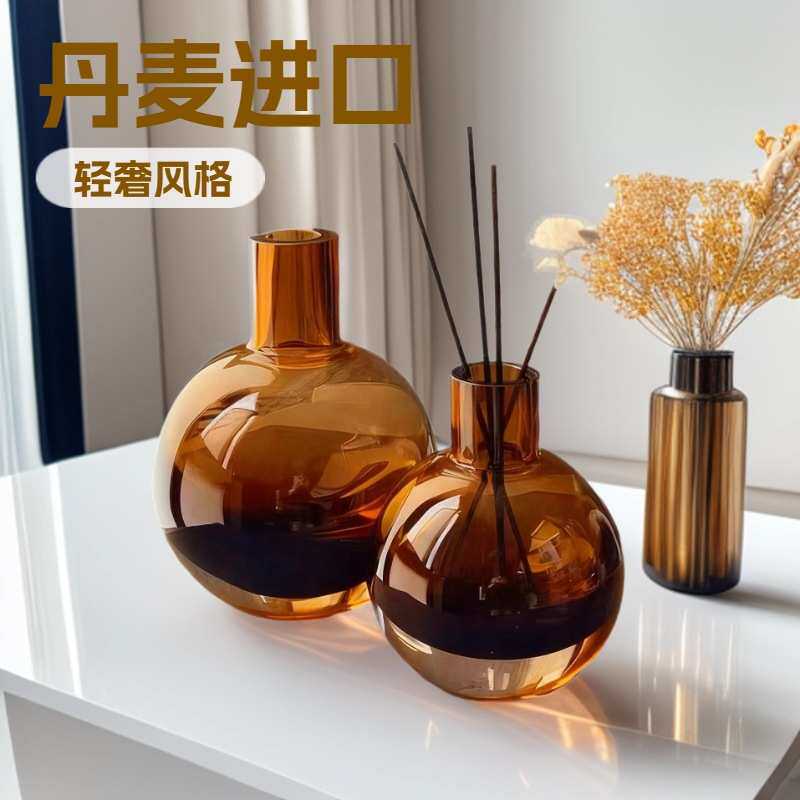 简约透明彩色玻璃花瓶水培圆球餐桌摆件郁金香玫瑰仿真花花瓶
