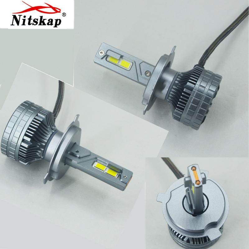 N12跨境大功率双铜管200W汽车LED大灯H1H7H4H119005H9012解码车灯