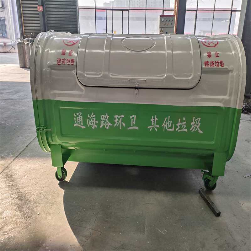 湖南大型户外3立方勾臂垃圾箱3方钩臂车配移动铁皮垃圾桶喷塑烤漆